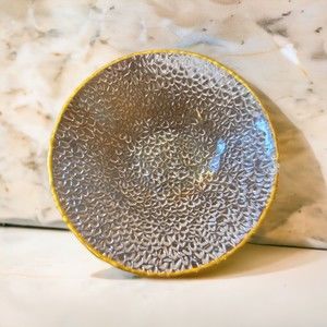 Artistic Accents Turkish Bubble Glass Gold Trim Bowl Candy Dish ~6.5” Diam.